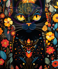 A digital illustration of cat for a phone wallpaper.