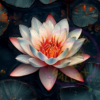 An illustration of a water lily for a phone wallpaper.