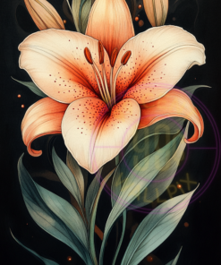 An illustration of a lily for a phone wallpaper.