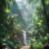 A picture of a jungle paradise for a phone wallpaper.