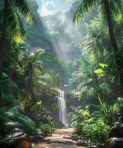 A picture of a jungle paradise for a phone wallpaper.