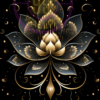 A motif of a gold lotus for a phone wallpaper.