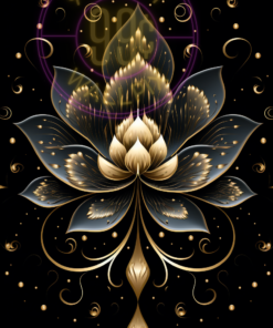 A motif of a gold lotus for a phone wallpaper.