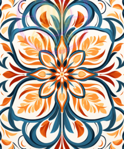 A Roma blue, orange mandala for a phone wallpaper.