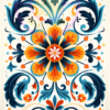 A Greek blue, orange mandala for a phone wallpaper.