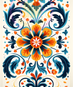 A Greek blue, orange mandala for a phone wallpaper.