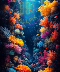 A picture of a coral reef for a phone wallpaper.