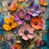 A mixed media art piece of a flower bouquet for a phone wallpaper.