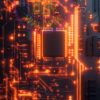 A picture of a lighted circuit board for a phone wallpaper.