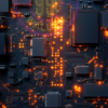 A picture of a lighted circuit board for a phone wallpaper.