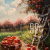 A painting of an apple orchard for a phone wallpaper